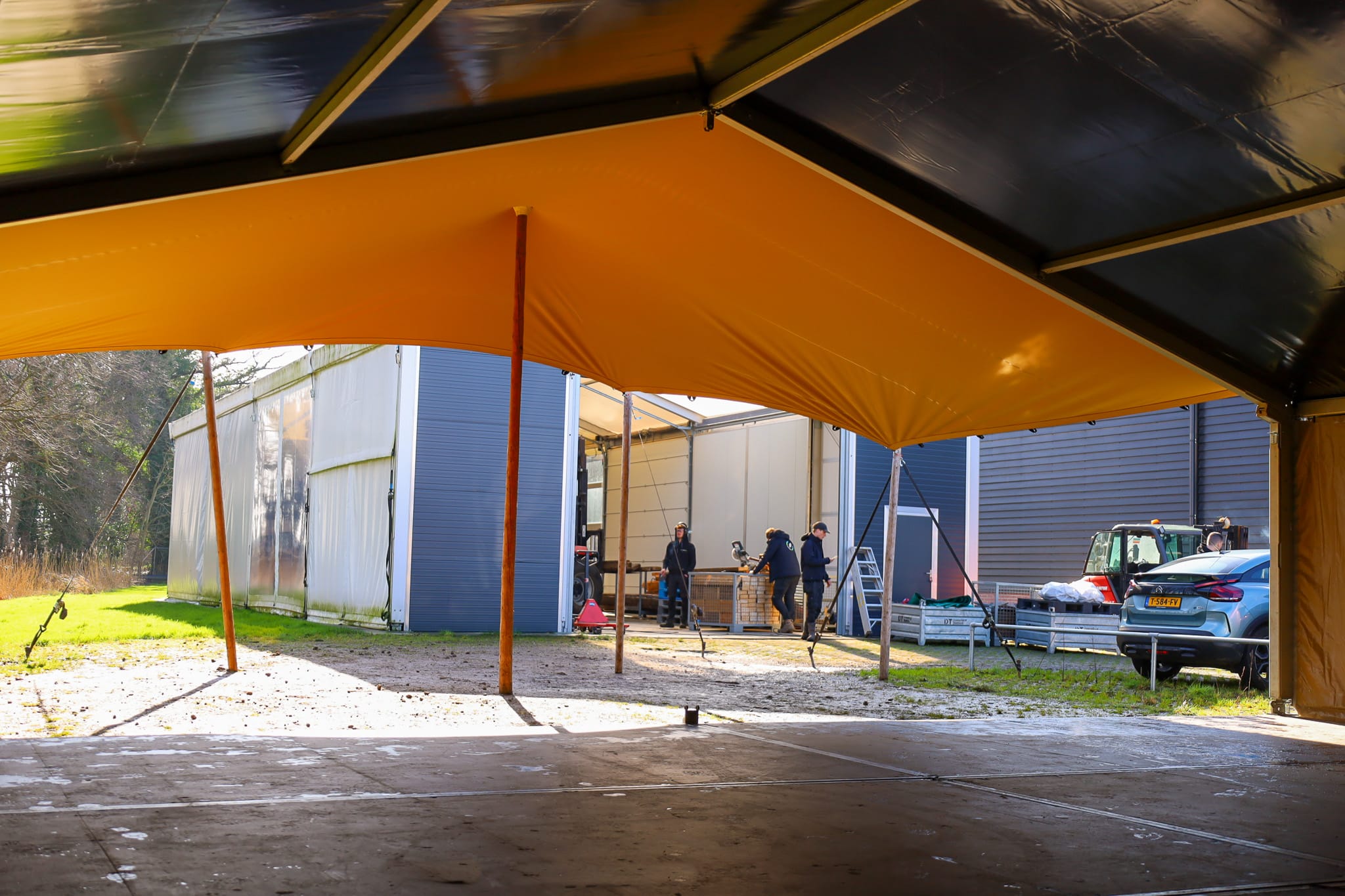 luifel aluhal overkapping verlenging stretchtent doek
