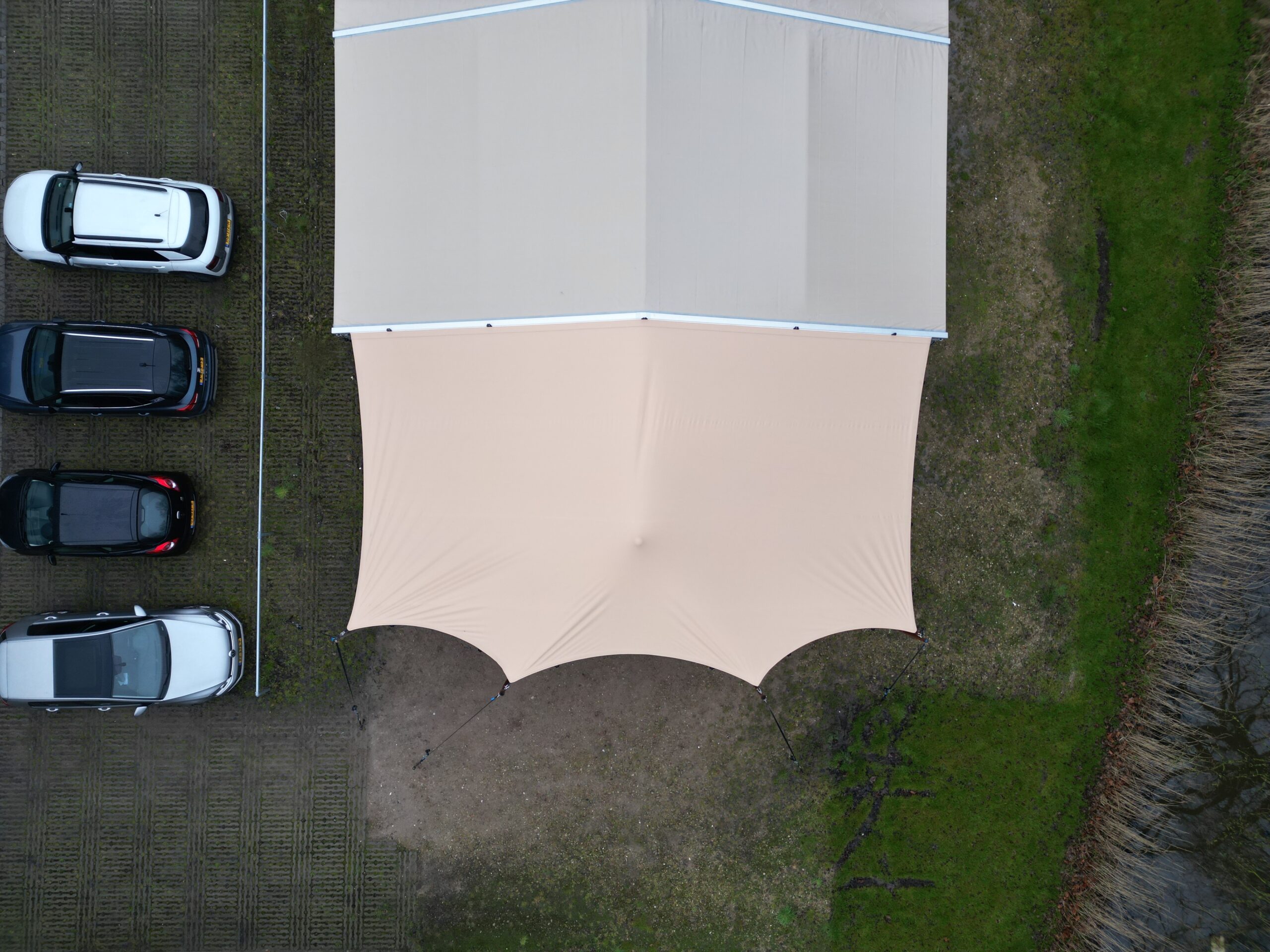 luifel aluhal overkapping verlenging stretchtent doek