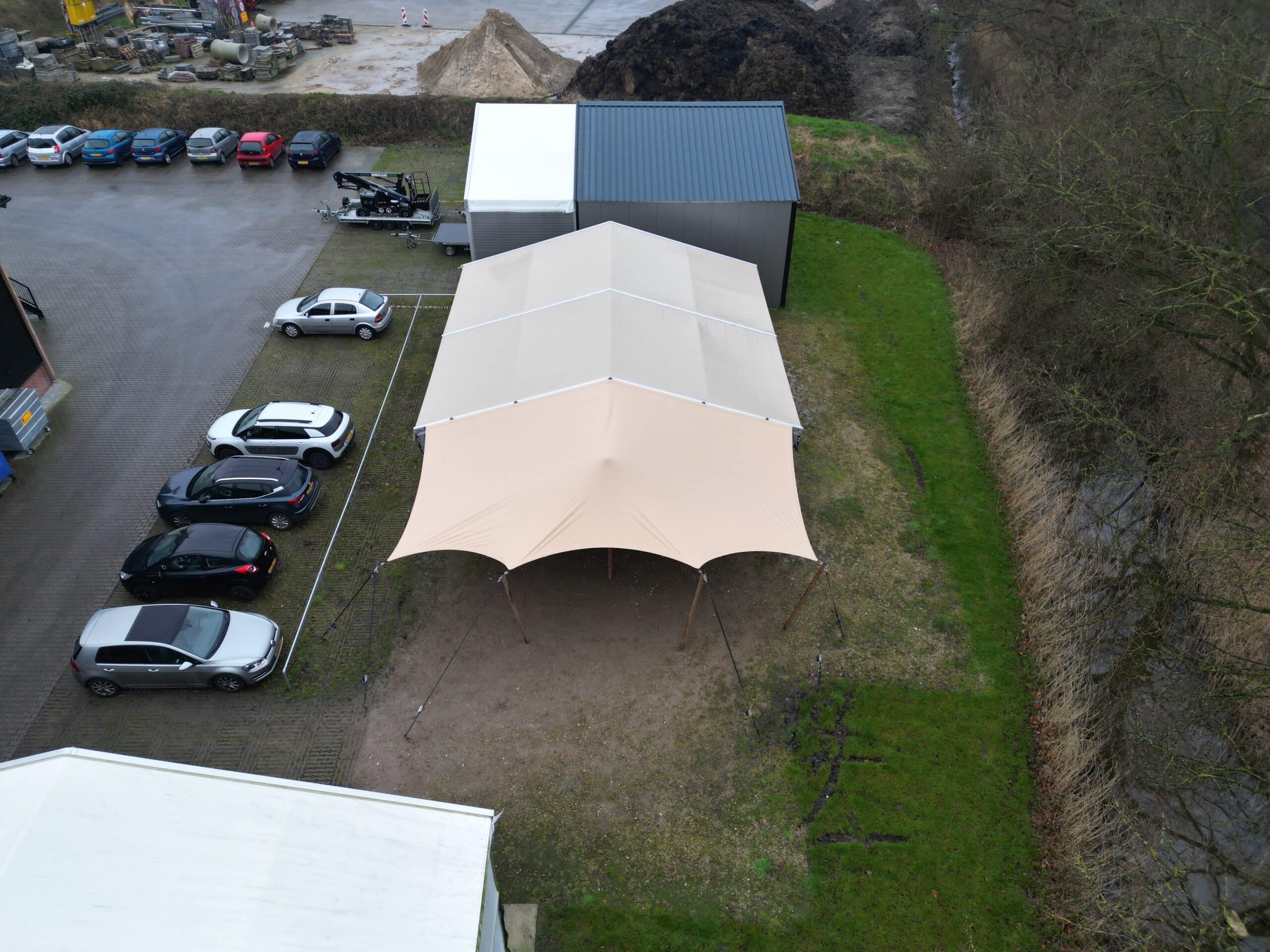 luifel aluhal overkapping verlenging stretchtent doek